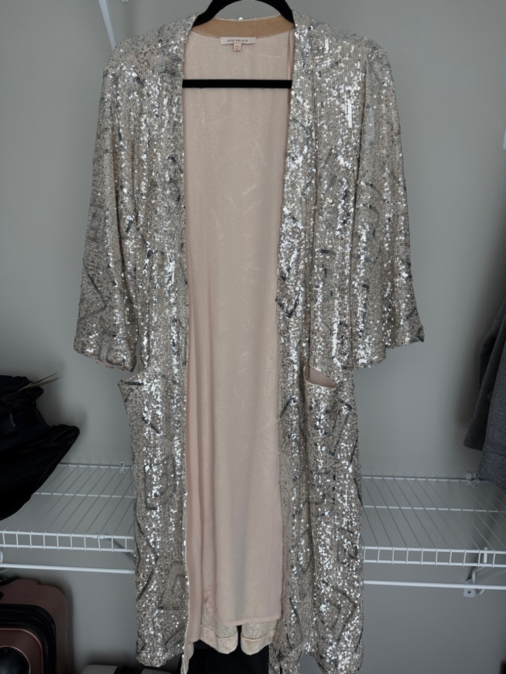 Sequin Duster Coat - Silver Sparkle